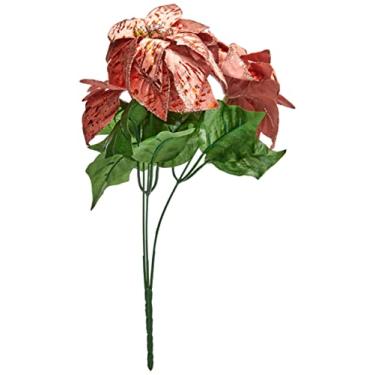 Imagem de Tuut Enfeite de Natal Bouquet Bico de Papagaio Lamê com Três Flores 35cm – Destaque Imponente e Toque Brilhante