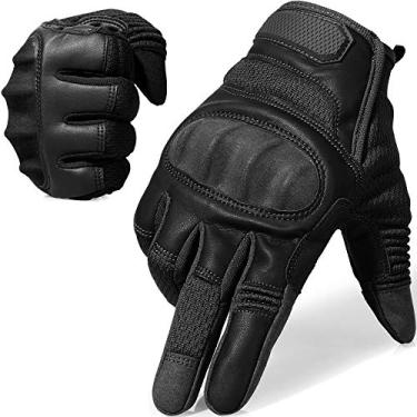 Imagem de AXBXCX Luvas de motocicletas masculinas Airsoft Paintball Motocicleta Caça Dedo Inteiro Luvas Touch Screen Preto GG