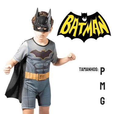 Imagem de Fantasia Infantil Herói Batman Capa e Mascara dc Brincar P M