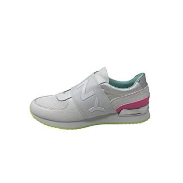 Imagem de DKNY Tênis feminino clássico sem cadarço, Branco/rosa/amarelo neon, 7