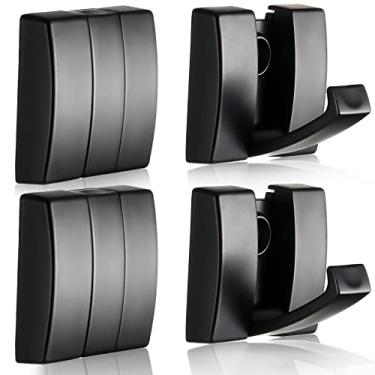 Imagem de Ganchos de casaco dobráveis esconderijo 4 peças ganchos de parede resistentes ganchos de toalha preta para banheiros gancho de casaco retrátil espaço ganchos de parede de alumínio ganchos de pendurar para armário lenço chapéu roupão bolsa chave