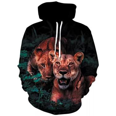 Imagem de CNBPIC Moletom com capuz impresso em 3D Tiger pulôver jaquetas agasalho
