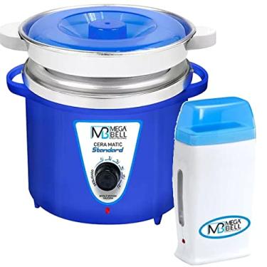 Imagem de Kit Panela Depilação Termocera 900g Com Refil Corpo Azul + Aquecedor de Cera Roll-on Azul