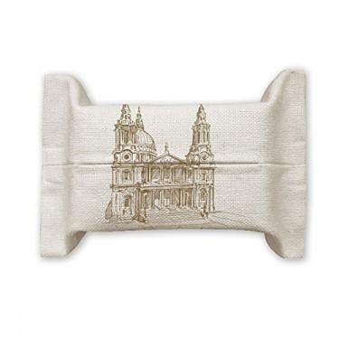 Imagem de St.Paul's Cathedral England London Suporte de capa de papel para lenços faciais Bolsa de linho de algodão