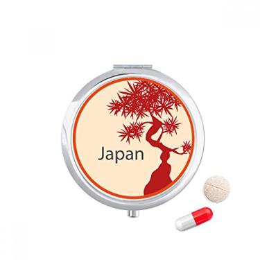 Imagem de Caixa de comprimidos com padrão de árvore vermelha da cultura japonesa, dispensador de remédios
