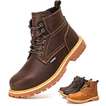 Imagem de Botas masculinas e femininas SafeByAlex com biqueira de aço, 618 - Marrom, 8 Women/6 Men