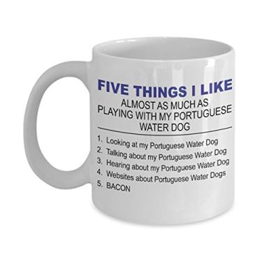 Imagem de Caneca de cachorro de água português - Five Thing I Like About My Portuguese Water Dog - Caneca de café de cerâmica de 325 ml