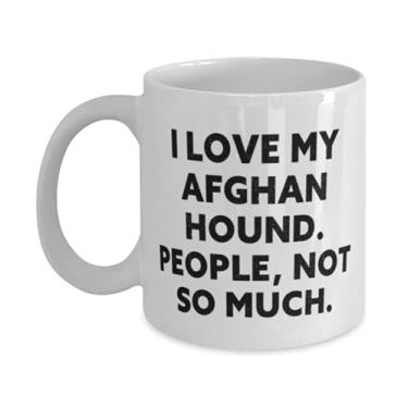 Imagem de Funny Afghan Hound Dog, I Love My Afghan Hound. People, Not So Much, Birthday 325 g Caneca para cachorro de gafegão