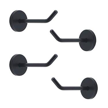 Imagem de NELXULAS Gancho clássico preto de aço inoxidável para uso pesado, gancho durável para pendurar roupão de parede, toque perfeito para o seu banheiro, quarto, armários, guarda-roupa, cozinha 4", 4 PCS Preto