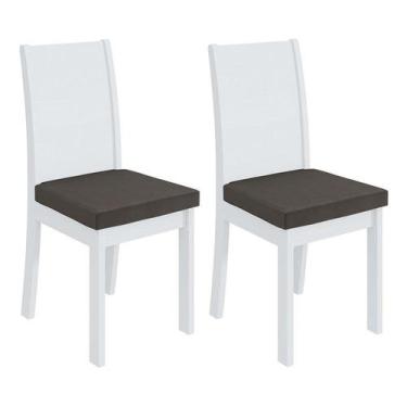 Imagem de Conjunto 2 Cadeiras Athenas Branco/Veludo Marrom - Móveis Lopas
