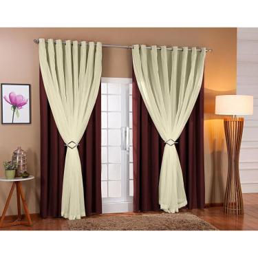 Imagem de Cortina Voil Com Forro Blackout Tecido 2,80X1,80 Sala Quarto