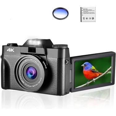 Imagem de Câmera fotográfica digital de 48MP para fotografia 3 "Flip Screen Selfile Filmadora 16X Zoom 4K Streaming Câmera de vídeo lticolor, PRETA SEM LENTE, cartão 16G TF