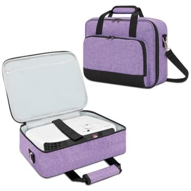 Imagem de Estojo de transporte para projetor Doksmeria, bolsa para projetor com bolsos de armazenamento de acessórios e alças ajustáveis, bolsa de transporte portátil compatível com Epson BenQ ViewSonic