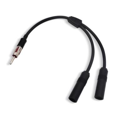 Imagem de gunhunt Pack-1 Adaptador de antena de carro, adaptador divisor de antena de rádio, 1 conector adaptador Y macho para 2 fêmeas, universal para veículos caminhões, SUV e rádio de áudio automotivo (preto)