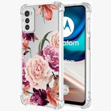 Imagem de Sidande Capa para Moto G42, Motorola G42 XT2233-2 Capa para meninas e mulheres, capa protetora fina de TPU flexível e floral transparente para Motorola Moto G42 4G flor roxa