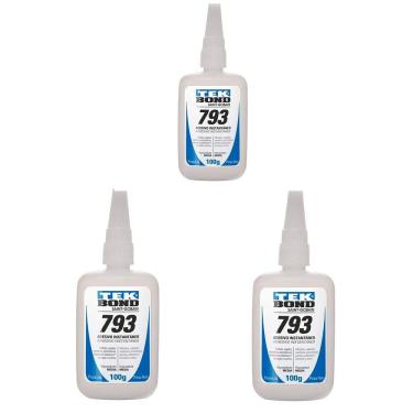 Imagem de Kit 3 Unidades Cola Adesiva Instantânea 793 100g Tek Bond