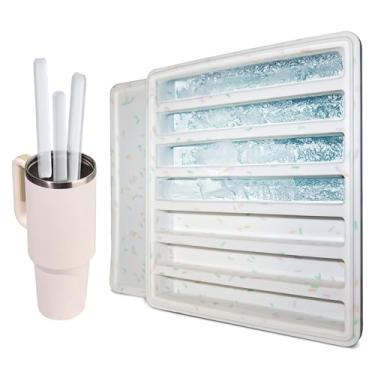 Imagem de purifyou Bandeja de cubo de gelo para garrafa de água de silicone platina com tampa, palitos de gelo extra longos | Molde de empurrar fácil e material pop-out | Para copo, copos de bebida, pescoços estreitos