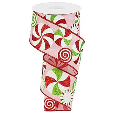 Imagem de Fita de borda com fio em tela Peppermints - 9,5 m (rosa pálido, branco, limão, vermelho, 6,3 cm)