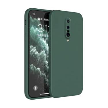 Imagem de Capa de telefone simples e lisa para oneplus 7t 7 pro 7pro, cor doce, silicone líquido, luxo, capa quadrada, verde escuro, para oneplus 7