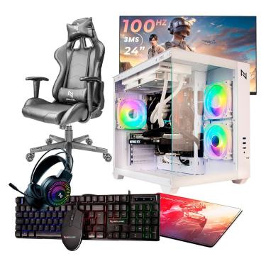Imagem de PC GAMER COMPLETO RYZEN 5 5600GT, 16GB 3200MHZ (RADEON VEGA 7), SSD 480GB M.2, 500W 80 PLUS, MONITOR 24" 100HZ, CADEIRA - NLI87599