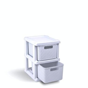 Imagem de Gaveteiro Ratan Branco 2 Gavetas Com rodinhas Agraplast Cod 1031