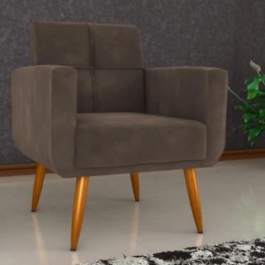 Imagem de Poltrona Decorativa Para Sala Lilian Veludo Marrom