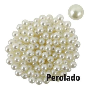 Imagem de Perola Abs Inteira Sem Furo 6mm com Rebite Aprox. 800 Perolas Para Faz