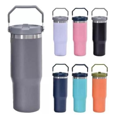 Imagem de Garrafa Térmica 900ml Bico Flip Aço Inox Estilo Tumbler - Outside, AZU