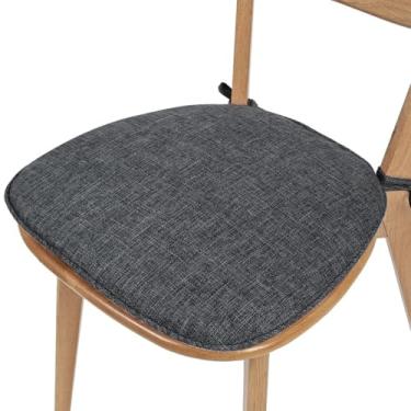 Imagem de DSUTMLE Almofada de assento de linho de algodão respirável com laços almofada de cadeira antiderrapante cor sólida forma ferradura almofada de cadeira durável para sala de jantar, sala de estar,