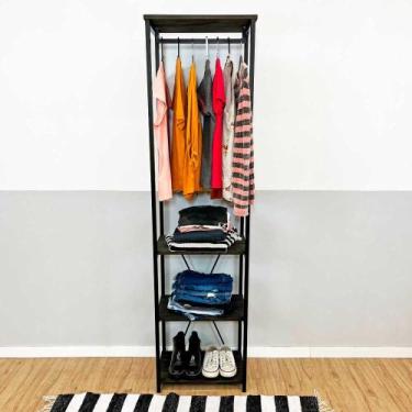 Imagem de Arara de Roupas High Style Industrial Slim Tabaco e Preto - ArtFactory