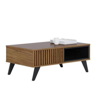Imagem de Mesa de Centro Jeri Ripada Noce Milano/Preto - PR Móveis, Noce Milano/