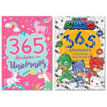 Imagem de Kit 365 Atividades e Desenhos Para Colorir - Unicórnios + PJ Masks - C