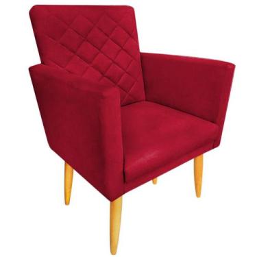 Imagem de Poltrona Maitê Suede Vermelho para leitura - 2M Decor