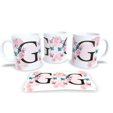 Imagem de Caneca Branca de Porcelana Personalizadas Alfabeto iniciais Nomes (G)