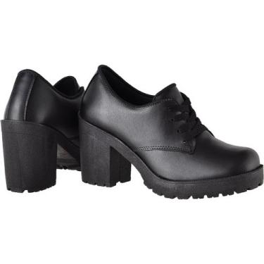 Imagem de Sapato Oxford Feminino Tratorado Cr Shoes 1710 - Crshoes, Preto fosco,