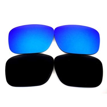 Imagem de Lentes de substituição Galaxy para Oakley Holbrook Metal OO4123 (não Holbrook normal) Polarizadas 100% UVAB, Preto/azul, regular