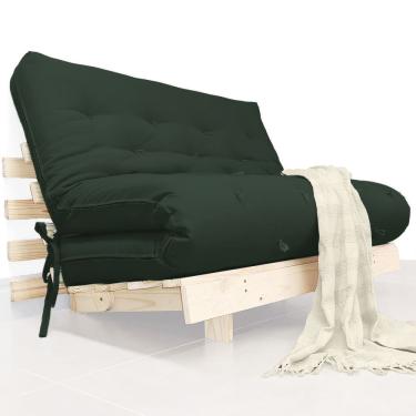 Imagem de Futon Casal Tokio Sofa Cama Verde Militar Com Madeira Maciça