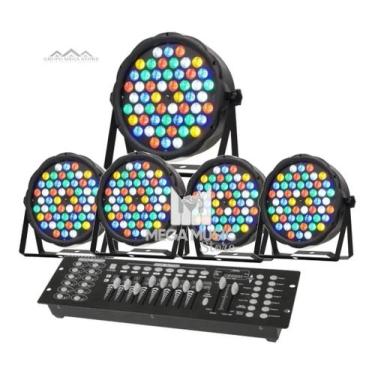 Imagem de Kit 5 Canhão Refletor Par Led 54 Led 3w Rgbwa Dmx + Mesa Dmx - SHOWTEC