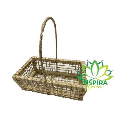 Imagem de Bandeja Cesto De Palha De Milho Com Alça - Inspira Flora
