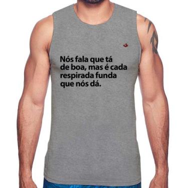 Imagem de Regata É cada respirada funda que nós dá - Foca na Moda, Cinza, M