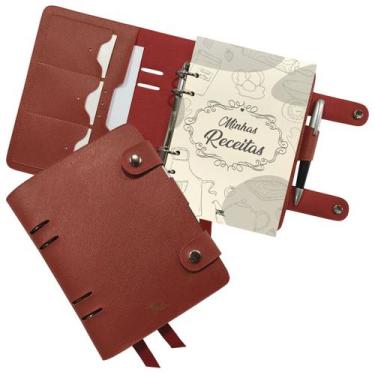 Imagem de Agenda Minhas Receitas 151-R Personalizada Raffai Couros, Vermelho