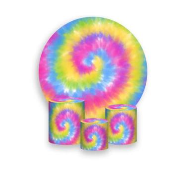Imagem de Painel De Festa Redondo 1,50x1,50 + Trio De Capas Cilindro - Tie Dye C