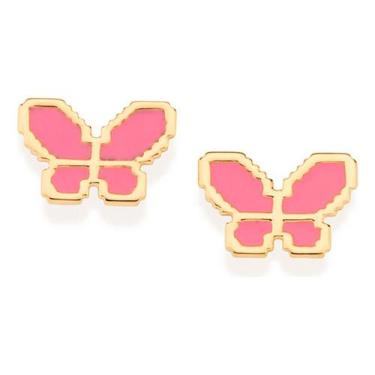 Imagem de Brinco Formato Borboleta Pixel, Com Aplicaç 526990 - ROMMANEL, Rosa, u