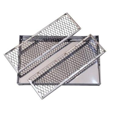 Imagem de Escorredor Fritura Aço Inox Bandeja 49x31cm Gordura Louça - LAURINDOS 