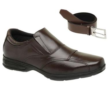 Imagem de Sapato Social de Couro Leve Ortopédico com Cinto Masculino 5080 - Gmm 