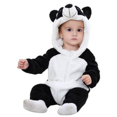 Imagem de Macacão Pijama Inverno Bebê Bichinhos Infantil - Tubarão Shop, Panda, 