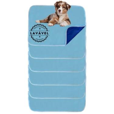 Imagem de Kit com 6 Fraldas de Câes p/Chão 70x50 Azul 200 Lavagens - Alta Absorç