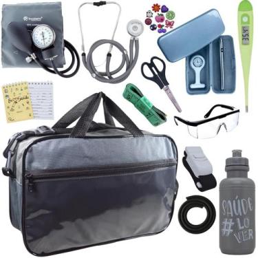 Imagem de Kit Bolsa Cores Aparelho de Pressao Esfigmomanometro Estetoscópio - P.