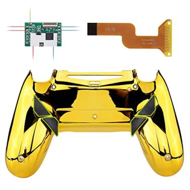 Imagem de eXtremeRate Kit de remapeamento programável Dawn para controle PS4 com chip Mod e redesenhado capa traseira e 4 botões traseiros - Compatível com JDM-040/050/055, Chrome Gold