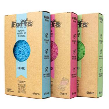 Imagem de Kit 3 Foffs Esponja Vegetal de Celulose Banho Akora, Sortidas